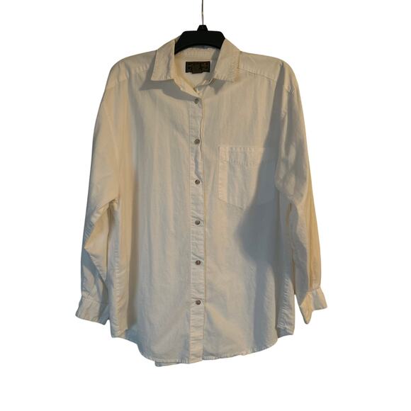 GUC Eddie Bauer Men's 100% Cotton Off White Button Front Shirt Size Medium - Picture 1 of 5